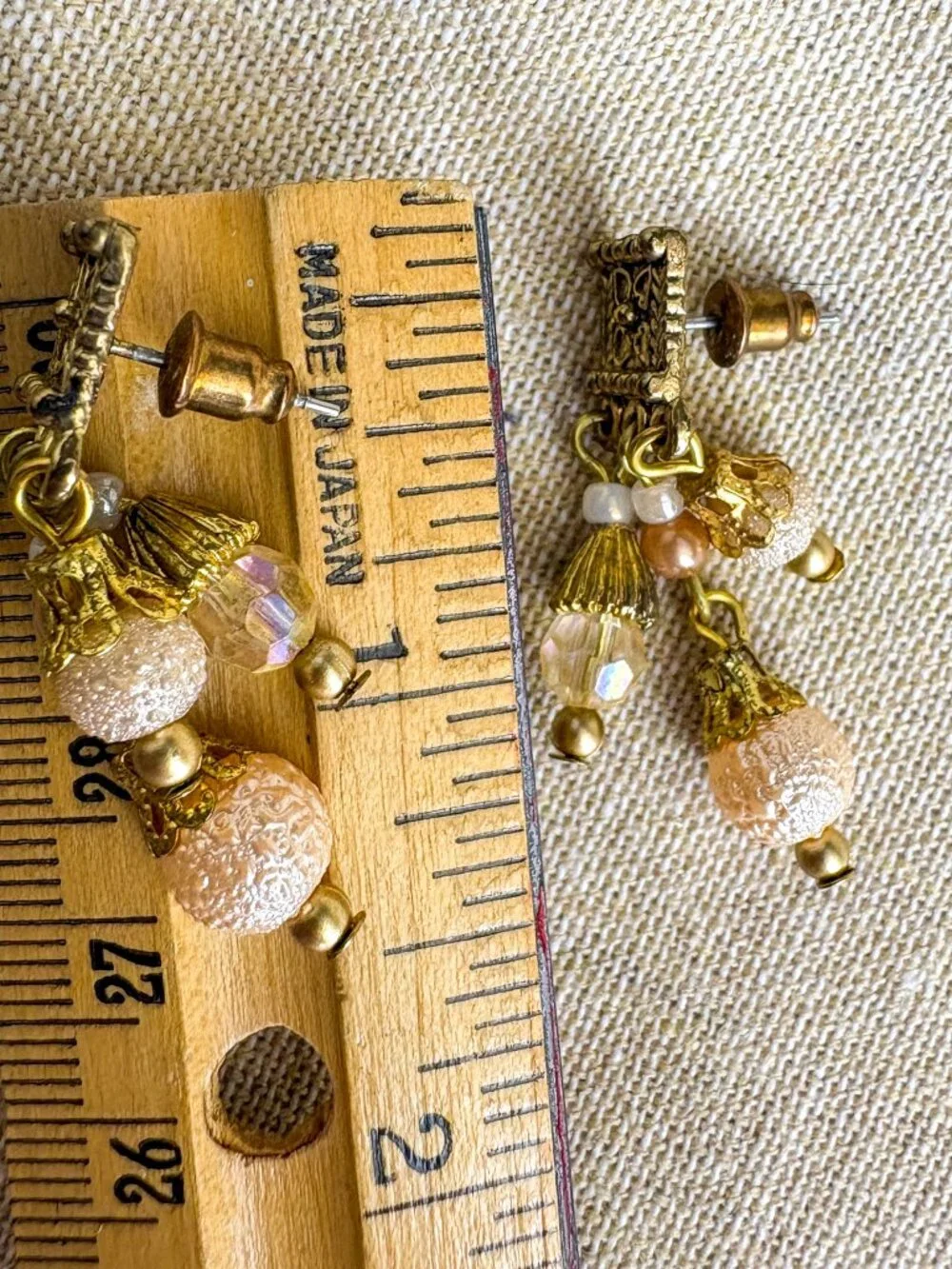 Boho Goldtone Cluster Chandelier Earrings – Blush and Champagne